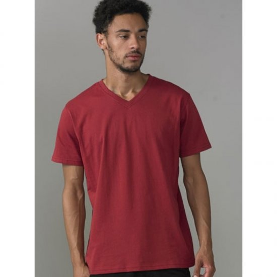 D555 Signature V-kaklo Marškinėliai Raudoni - Marškinėliai - Marškinėliai - 2XL-14XL