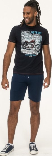D555 Knowle Detroit Motor Bike Printed Crew Neck T-Shirt Navy - Marškinėliai - Marškinėliai - 2XL-14XL