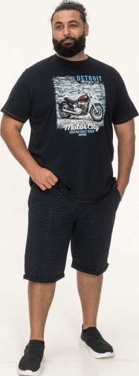 D555 Knowle Detroit Motor Bike Printed Crew Neck T-Shirt Navy - Marškinėliai - Marškinėliai - 2XL-14XL