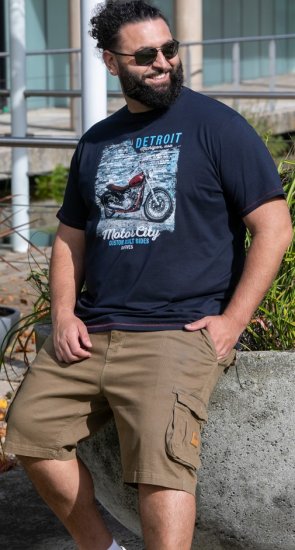 D555 Knowle Detroit Motor Bike Printed Crew Neck T-Shirt Navy - Marškinėliai - Marškinėliai - 2XL-14XL