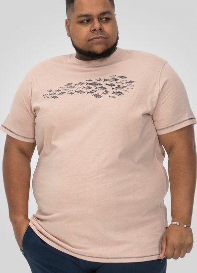 D555 Bournemouth Shoal Of Fish Printed Crew Neck T-Shirt Pink - Marškinėliai - Marškinėliai - 2XL-14XL