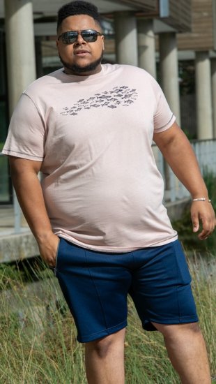 D555 Bournemouth Shoal Of Fish Printed Crew Neck T-Shirt Pink - Marškinėliai - Marškinėliai - 2XL-14XL