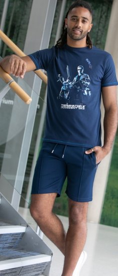 D555 Cameron Official Terminator Printed Crew Neck T-Shirt Dark Navy - Marškinėliai - Marškinėliai - 2XL-14XL