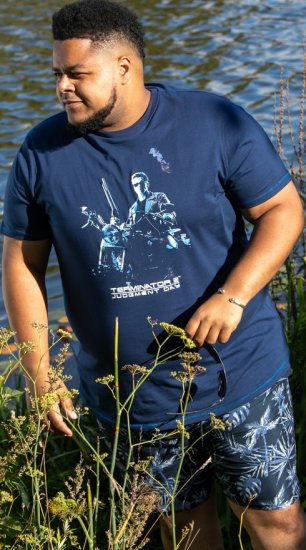 D555 Cameron Official Terminator Printed Crew Neck T-Shirt Dark Navy - Marškinėliai - Marškinėliai - 2XL-14XL