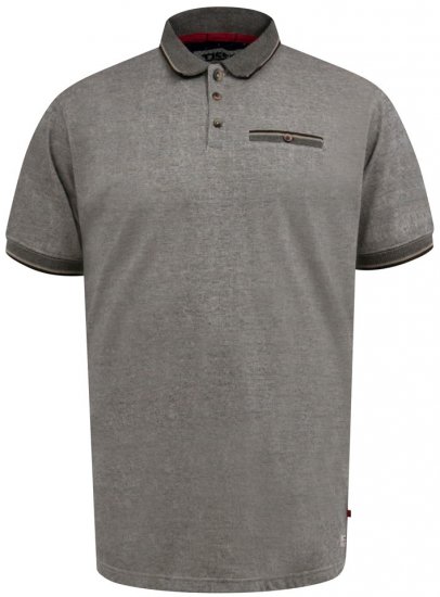 D555 Holyhead Tekstūriniai Polo Marškinėliai su Krūtinės Kišene Pilka - Polo marškinėliai - Polo marškinėliai - 2XL-8XL