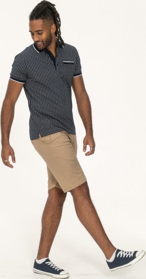 D555 Coventry AOP Polo Shirt Jacquard Collar & Ribbed Cuffs Navy - Polo marškinėliai - Polo marškinėliai - 2XL-8XL