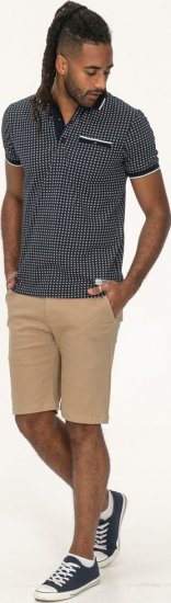 D555 Coventry AOP Polo Shirt Jacquard Collar & Ribbed Cuffs Navy - Polo marškinėliai - Polo marškinėliai - 2XL-8XL