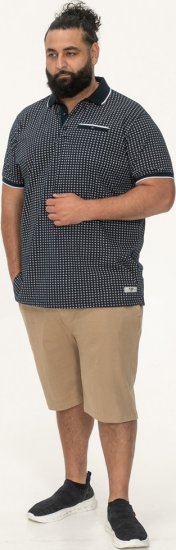 D555 Coventry AOP Polo Shirt Jacquard Collar & Ribbed Cuffs Navy - Polo marškinėliai - Polo marškinėliai - 2XL-8XL
