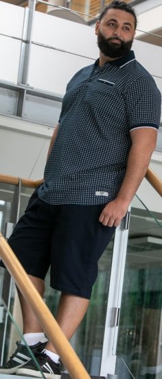 D555 Coventry AOP Polo Shirt Jacquard Collar & Ribbed Cuffs Navy - Polo marškinėliai - Polo marškinėliai - 2XL-8XL