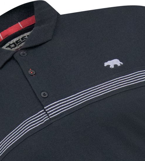 D555 Stafford Cut And Sew Embroidery Stripe Short Sleeve Polo Black - Polo marškinėliai - Polo marškinėliai - 2XL-8XL