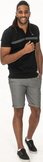 D555 Stafford Cut And Sew Embroidery Stripe Short Sleeve Polo Black - Polo marškinėliai - Polo marškinėliai - 2XL-8XL