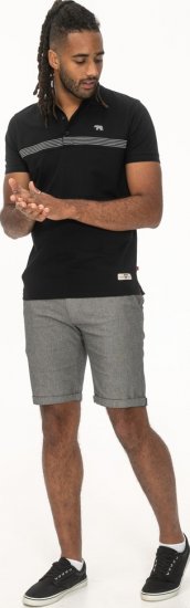 D555 Stafford Cut And Sew Embroidery Stripe Short Sleeve Polo Black - Polo marškinėliai - Polo marškinėliai - 2XL-8XL