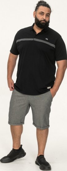 D555 Stafford Cut And Sew Embroidery Stripe Short Sleeve Polo Black - Polo marškinėliai - Polo marškinėliai - 2XL-8XL