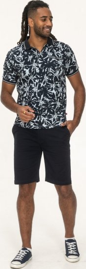 D555 Halifax AOP Hawaiian Print Short Sleeve Polo Blue - Marškinėliai - Marškinėliai - 2XL-14XL