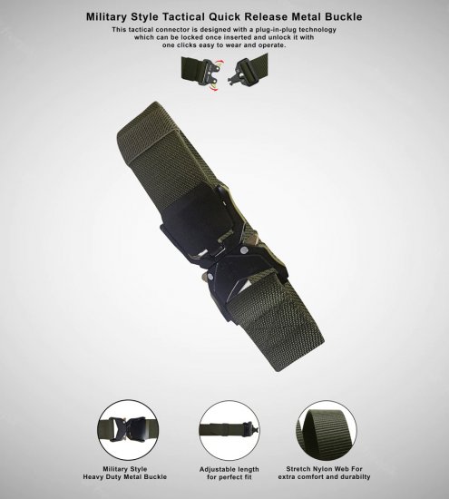 D555 Dale Tactical Stretch Webbing Belt with Heavy Duty Quick Release Buckle Khaki - Diržai - Didelių dydžių diržai - W40-W70/2XL-8XL