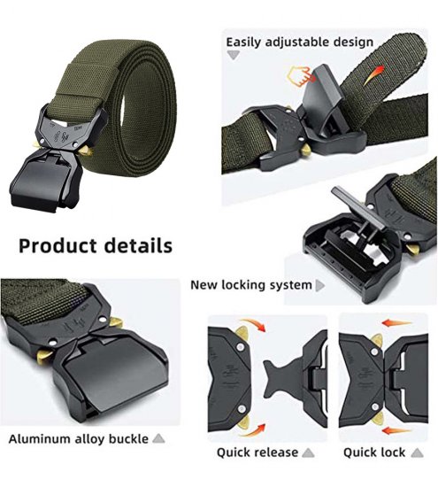 D555 Dale Tactical Stretch Webbing Belt with Heavy Duty Quick Release Buckle Khaki - Diržai - Didelių dydžių diržai - W40-W70/2XL-8XL