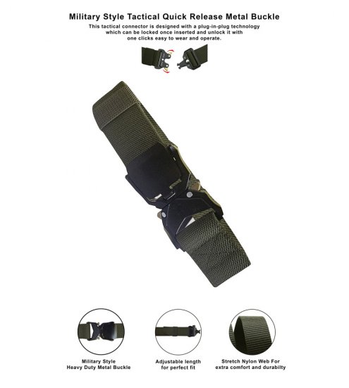 D555 Dale Tactical Stretch Webbing Belt with Heavy Duty Quick Release Buckle Khaki - Diržai - Didelių dydžių diržai - W40-W70/2XL-8XL