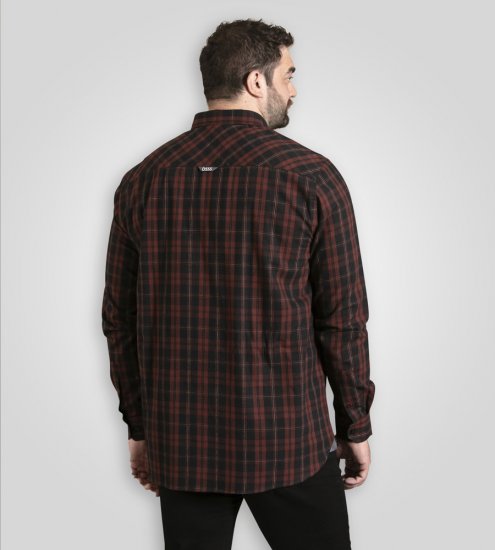 D555 Horsham Long Sleeve Shirt with Chest Pocket Burgundy/Black Check - Marškiniai - Marškiniai - 2XL-8XL