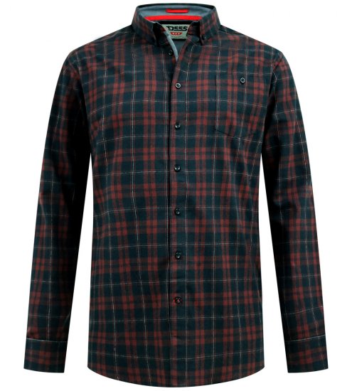 D555 Horsham Long Sleeve Shirt with Chest Pocket Burgundy/Black Check - Marškiniai - Marškiniai - 2XL-8XL