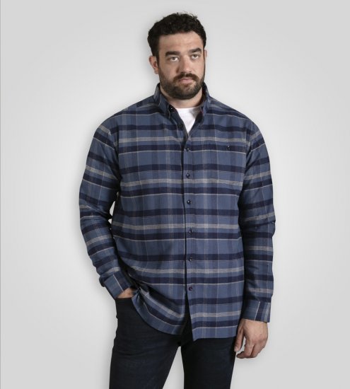 D555 Shrewsbury Long Sleeve with Chest Pocket Blue/Navy Check - Marškiniai - Marškiniai - 2XL-8XL