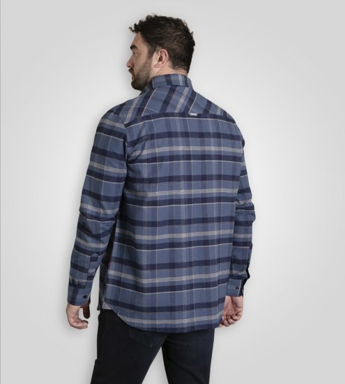 D555 Shrewsbury Long Sleeve with Chest Pocket Blue/Navy Check - Marškiniai - Marškiniai - 2XL-8XL