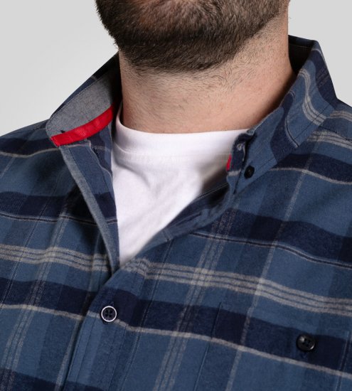 D555 Shrewsbury Long Sleeve with Chest Pocket Blue/Navy Check - Marškiniai - Marškiniai - 2XL-8XL