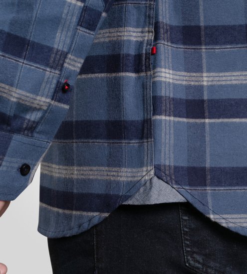 D555 Shrewsbury Long Sleeve with Chest Pocket Blue/Navy Check - Marškiniai - Marškiniai - 2XL-8XL