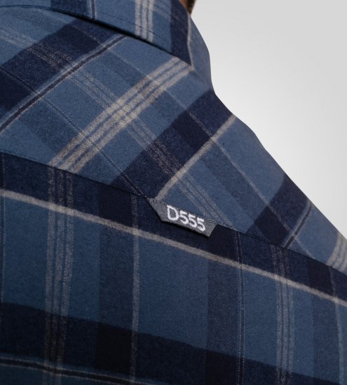 D555 Shrewsbury Long Sleeve with Chest Pocket Blue/Navy Check - Marškiniai - Marškiniai - 2XL-8XL