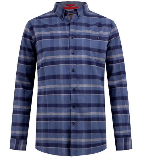 D555 Shrewsbury Long Sleeve with Chest Pocket Blue/Navy Check - Marškiniai - Marškiniai - 2XL-8XL
