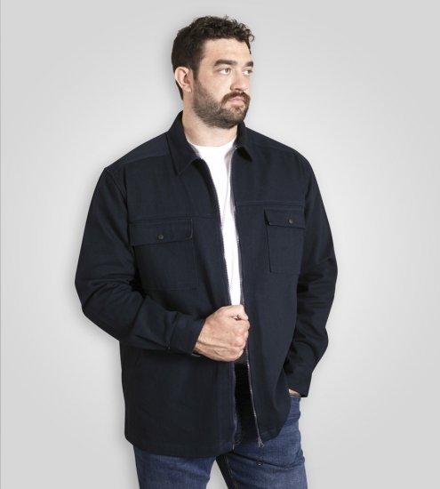 D555 Cleveley Long Sleeve Heavy Shacket Overshirt Navy - Marškiniai - Marškiniai - 2XL-8XL