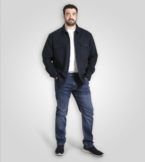 D555 Cleveley Long Sleeve Heavy Shacket Overshirt Navy - Marškiniai - Marškiniai - 2XL-8XL