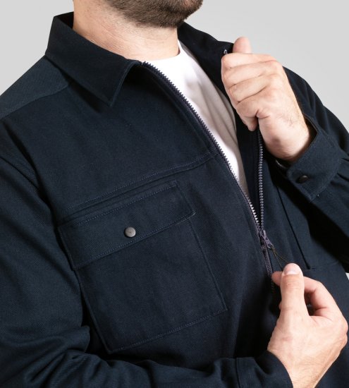 D555 Cleveley Long Sleeve Heavy Shacket Overshirt Navy - Marškiniai - Marškiniai - 2XL-8XL