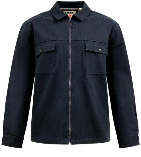 D555 Cleveley Long Sleeve Heavy Shacket Overshirt Navy - Marškiniai - Marškiniai - 2XL-8XL