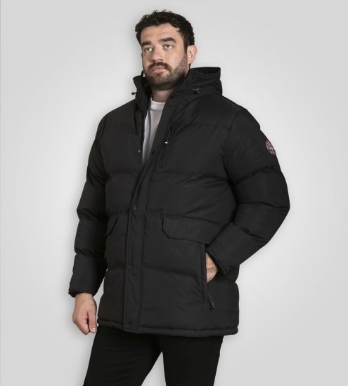 D555 Wolverhampton Quilted Padded Jacket with Hood Black - Didelės vyriškos striukės - Didelės vyriškos striukės