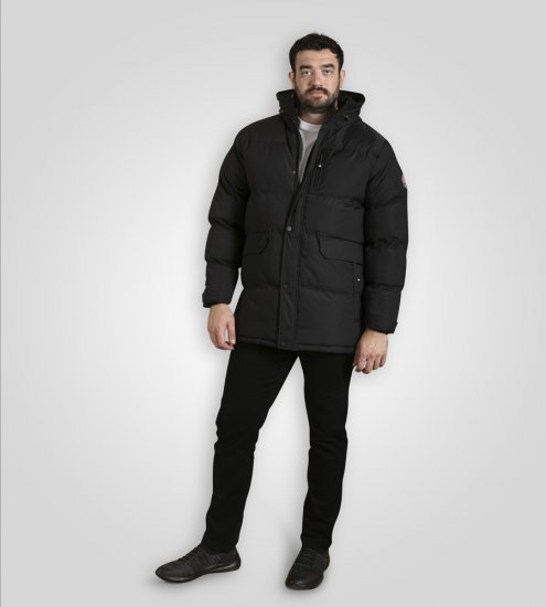 D555 Wolverhampton Quilted Padded Jacket with Hood Black - Didelės vyriškos striukės - Didelės vyriškos striukės