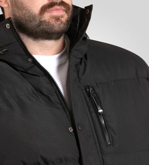 D555 Wolverhampton Quilted Padded Jacket with Hood Black - Didelės vyriškos striukės - Didelės vyriškos striukės