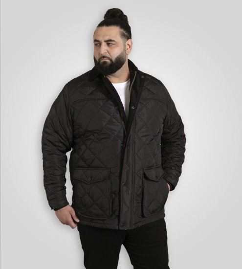 D555 Harborough Quilted Jacket with Corduroy Collar Black - Didelės vyriškos striukės - Didelės vyriškos striukės
