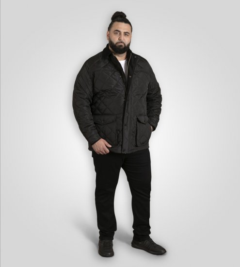 D555 Harborough Quilted Jacket with Corduroy Collar Black - Didelės vyriškos striukės - Didelės vyriškos striukės