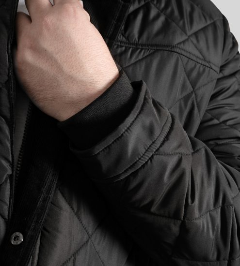 D555 Harborough Quilted Jacket with Corduroy Collar Black - Didelės vyriškos striukės - Didelės vyriškos striukės