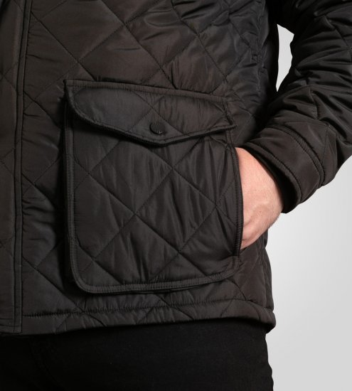 D555 Harborough Quilted Jacket with Corduroy Collar Black - Didelės vyriškos striukės - Didelės vyriškos striukės