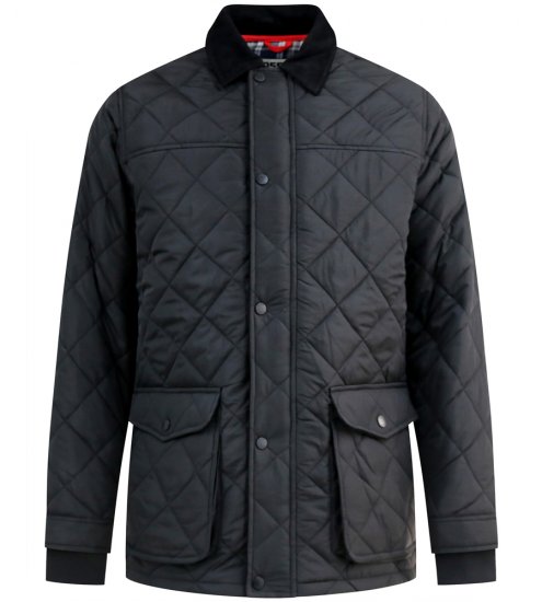 D555 Harborough Quilted Jacket with Corduroy Collar Black - Didelės vyriškos striukės - Didelės vyriškos striukės
