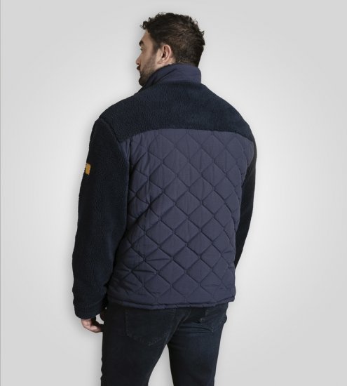 D555 Northampton Hybrid Sherpa Quilted Micro Fleece Jacket Navy - Didelės vyriškos striukės - Didelės vyriškos striukės
