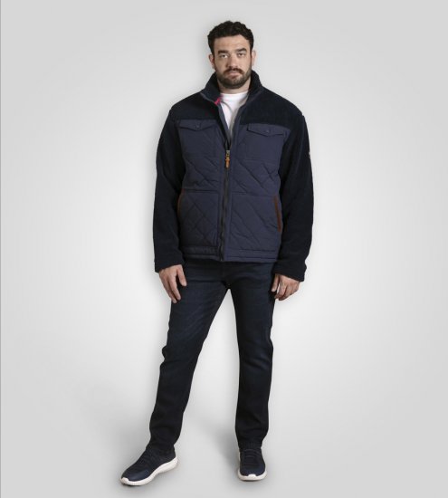 D555 Northampton Hybrid Sherpa Quilted Micro Fleece Jacket Navy - Didelės vyriškos striukės - Didelės vyriškos striukės