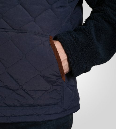 D555 Northampton Hybrid Sherpa Quilted Micro Fleece Jacket Navy - Didelės vyriškos striukės - Didelės vyriškos striukės
