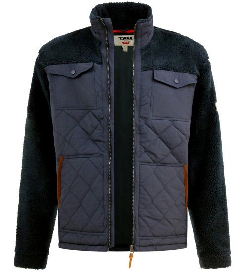 D555 Northampton Hybrid Sherpa Quilted Micro Fleece Jacket Navy - Didelės vyriškos striukės - Didelės vyriškos striukės