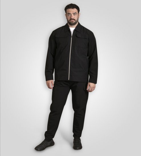 D555 Wimbledon Couture Stretch Jacket with Zipper Black TALL SIZE - Didelės vyriškos striukės - Didelės vyriškos striukės
