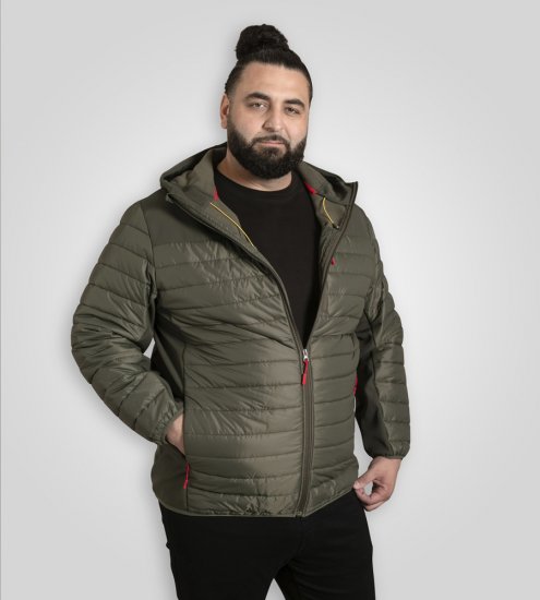 D555 Northfield hybrid soft shell dygsniuota striukė su gobtuvu khaki - Didelės vyriškos striukės - Didelės vyriškos striukės