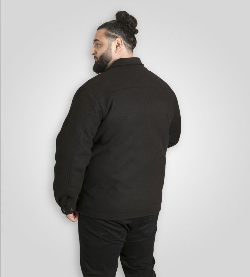 D555 Epsom Harrington Jacket with Zip Through Collared Melton Black - Didelės vyriškos striukės - Didelės vyriškos striukės