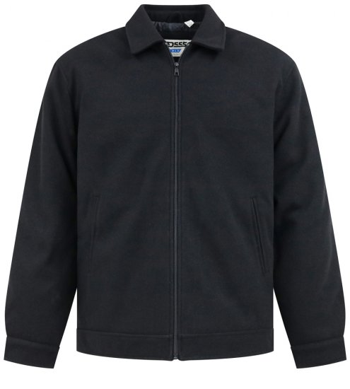 D555 Epsom Harrington Jacket with Zip Through Collared Melton Black - Didelės vyriškos striukės - Didelės vyriškos striukės
