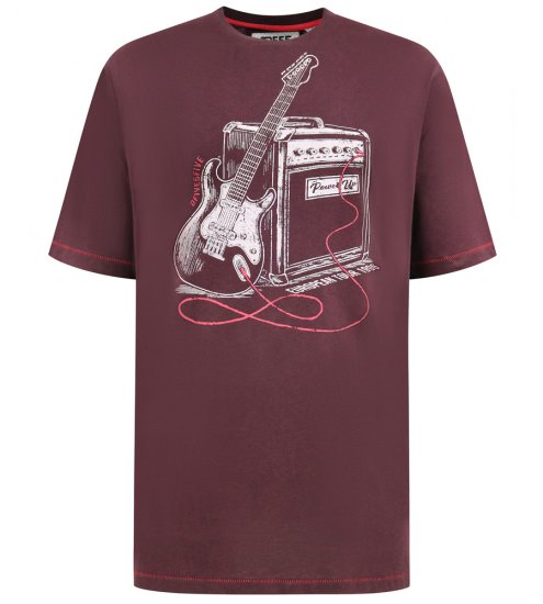 D555 Barnsley Guitar and Amp Crew Neck T-Shirt Burgundy - Marškinėliai - Marškinėliai - 2XL-14XL